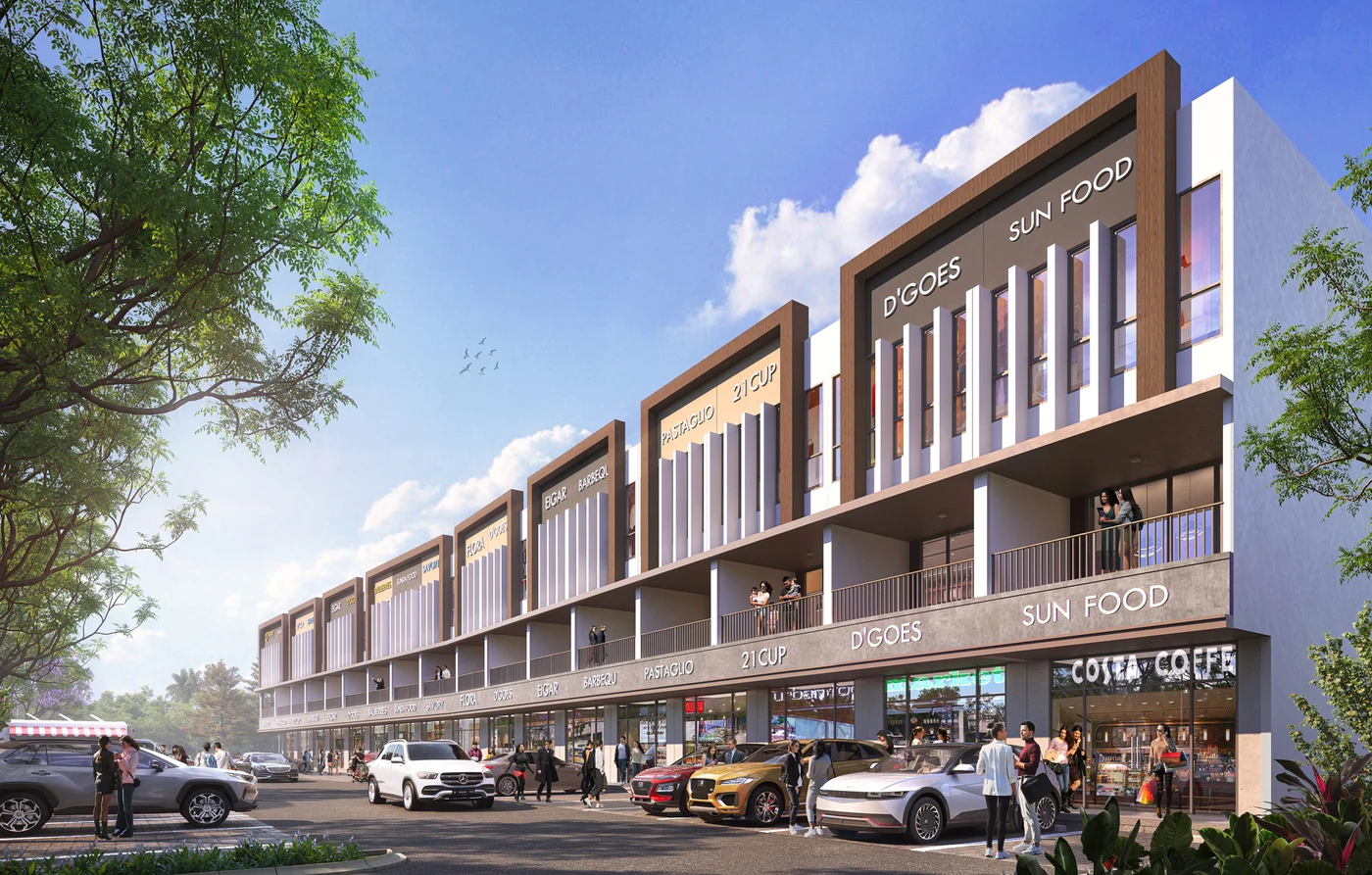 T17 Shophouses — Corridor & Pedestrian View